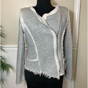 Lucky Lotus Raw Edge Avant Garde Moto Zip Up Jacket, size Medium‎